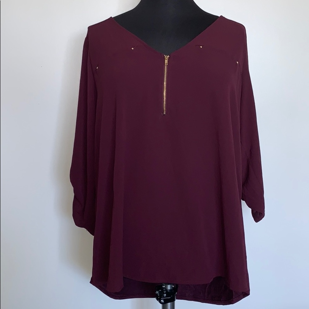 Tempted Hearts purple blouse w/gold accents. 3X